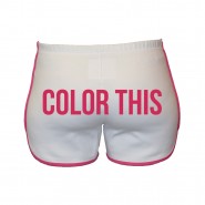 Word Running Shorts-White/Pink-XS