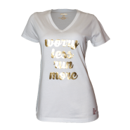 V Neck Worry Less Foil-White-XS